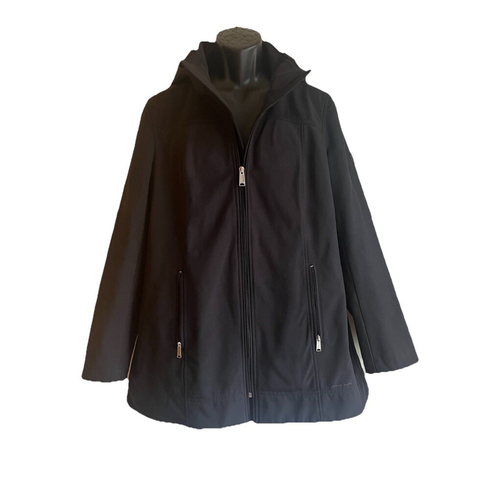 Andrew Marc Women’s XL  Stretch Water Repellent Detachable Hood Black Zip Jacket
